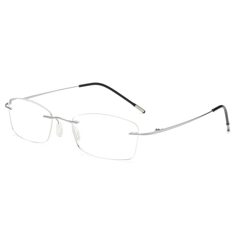 Ochelari de lectură, fără ramă, construcție metalică, lentile PC, anti-lumină albastră, model 8025