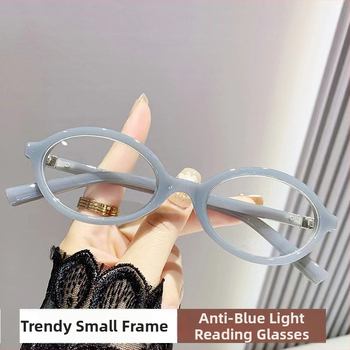 Ochelari de lectură cu protecție împotriva luminii albastre, ramă rotundă, lentile și ramă din PC, construcție cu ramă completă, suport pentru vedere la aproape, adulți, stil elegant