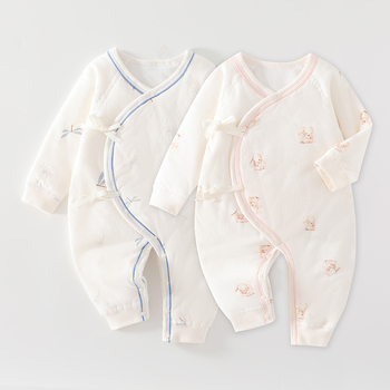 Novorođeni romper s leptirima, 100% pamuk, dugi rukavi, otvaranje na jedan gumb