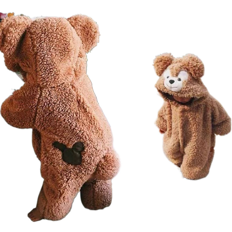 Flanel kombinezon za bebe 1-3 godine, s likom životinje, kapuljačom, dugim rukavima, za jesen-zimu, unisex.