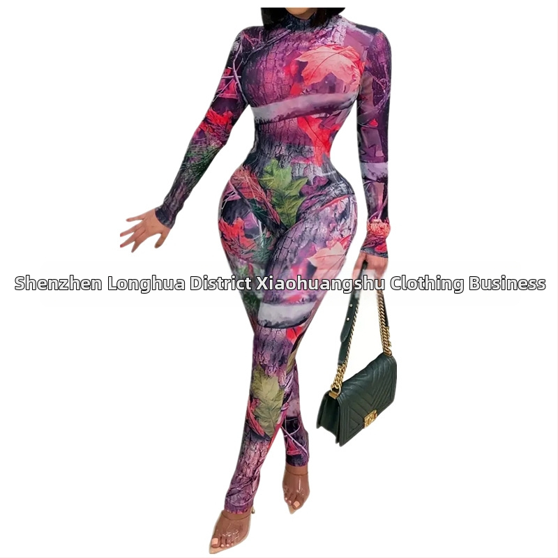 Garās piedurknes 3D drukāts kombinezons, ielu hipster stilam, piena zīda poliestera audums, stingras bikses