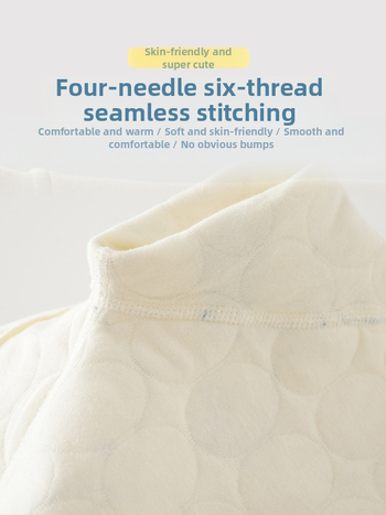 Zīdaiņu kombinezons no kokvilnas – trīs slāņu silts, rudens-ziemas sezonai, jaundzimušajiem, garas piedurknes, priekšējais vienkāršais aizvērums