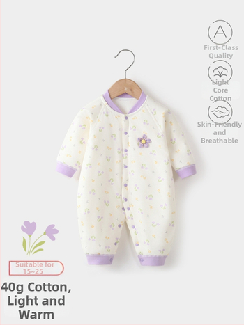 Bērnu kombinezons, 100% kokvilna, biezināts, garas piedurknes, bez kapuces, 1–3 gadi