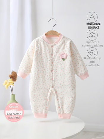 Bērnu kombinezons, 100% kokvilna, biezināts, garas piedurknes, bez kapuces, 1–3 gadi