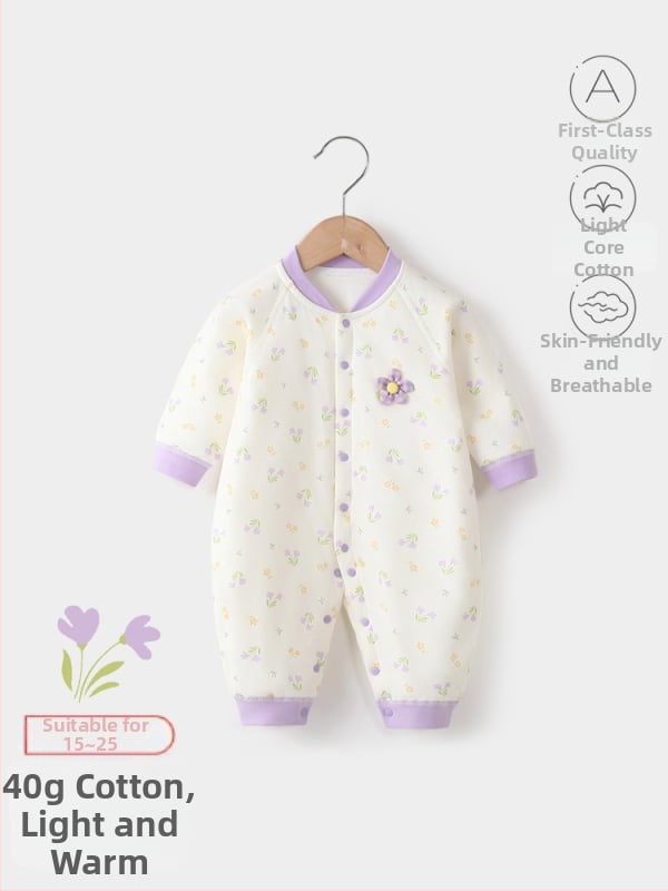 Bērnu kombinezons, 100% kokvilna, biezināts, garas piedurknes, bez kapuces, 1–3 gadi