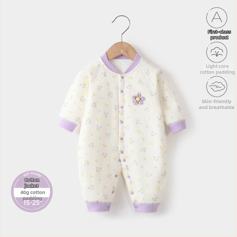 Bērnu kombinezons, 100% kokvilna, biezināts, garas piedurknes, bez kapuces, 1–3 gadi