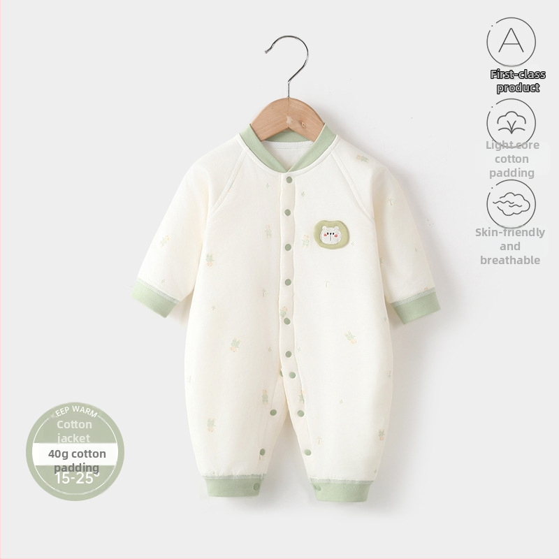 Bērnu kombinezons, 100% kokvilna, biezināts, garas piedurknes, bez kapuces, 1–3 gadi