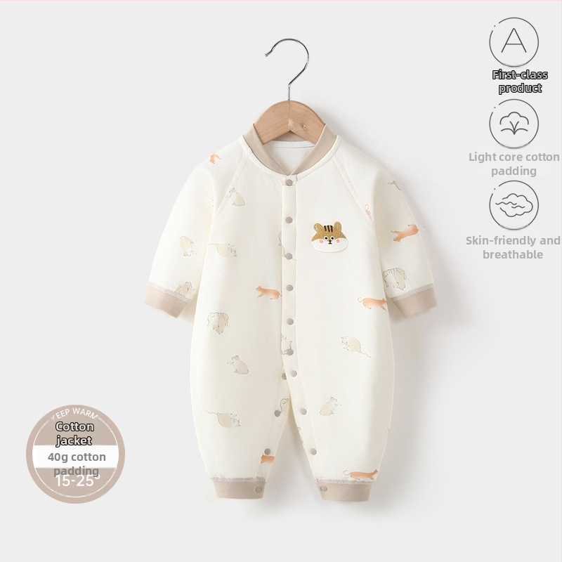 Bērnu kombinezons, 100% kokvilna, biezināts, garas piedurknes, bez kapuces, 1–3 gadi