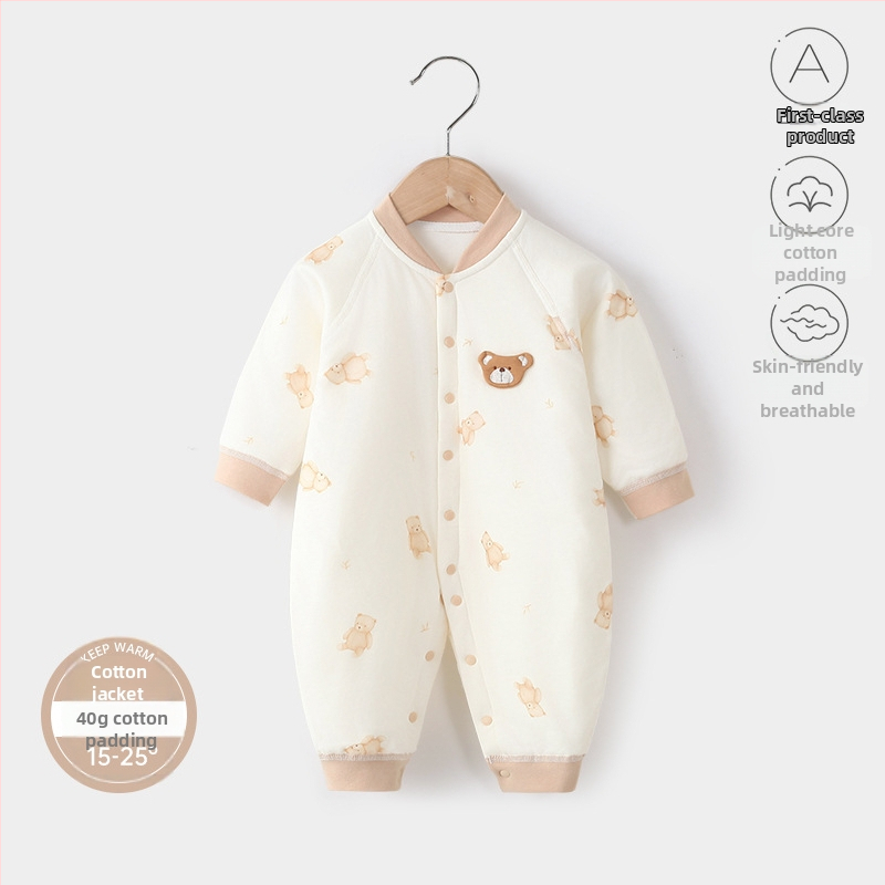 Bērnu kombinezons, 100% kokvilna, biezināts, garas piedurknes, bez kapuces, 1–3 gadi