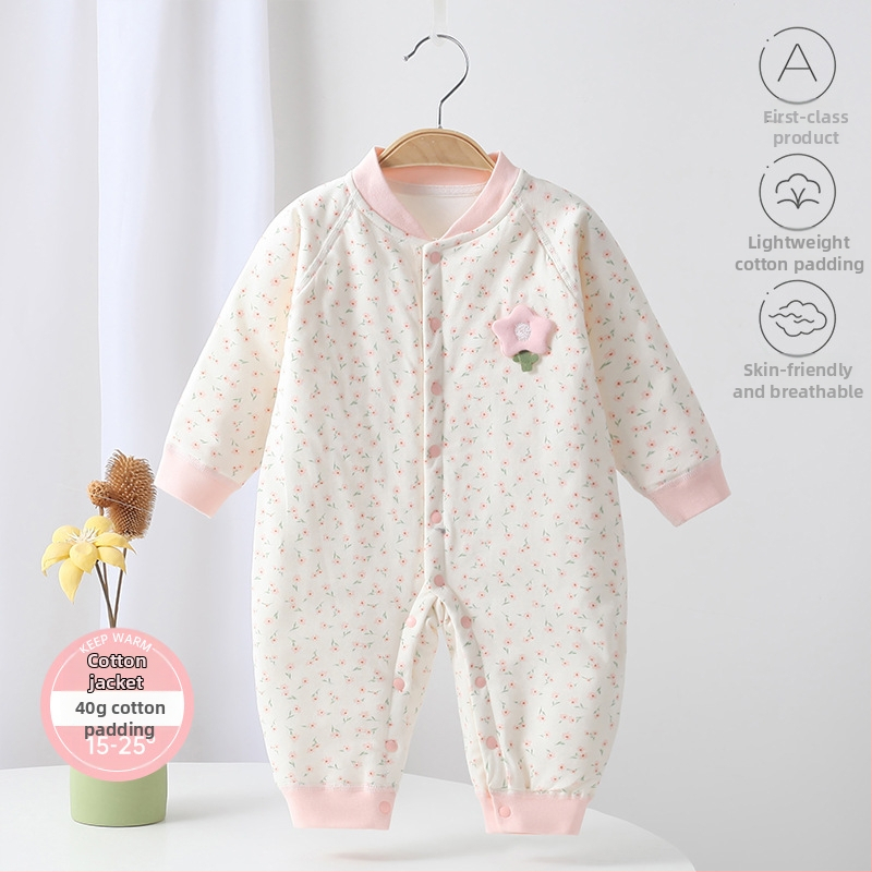 Bērnu kombinezons, 100% kokvilna, biezināts, garas piedurknes, bez kapuces, 1–3 gadi