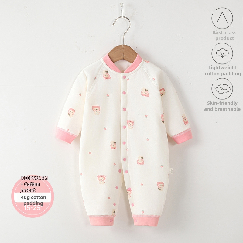 Bērnu kombinezons, 100% kokvilna, biezināts, garas piedurknes, bez kapuces, 1–3 gadi