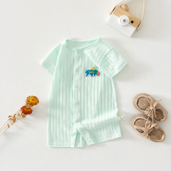 Zīdaiņu kombinezons ar īsām piedurknēm no kokvilnas džakarda auduma, vasara, zīdainis, universāls