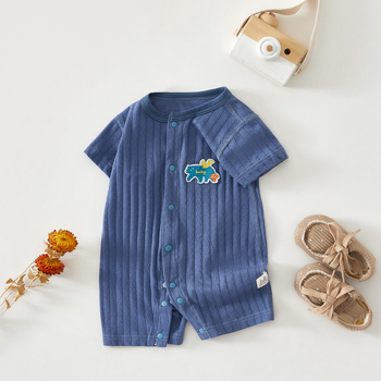 Zīdaiņu kombinezons ar īsām piedurknēm no kokvilnas džakarda auduma, vasara, zīdainis, universāls