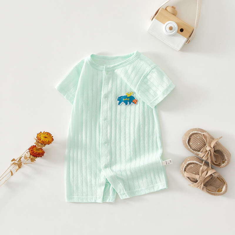 Zīdaiņu kombinezons ar īsām piedurknēm no kokvilnas džakarda auduma, vasara, zīdainis, universāls