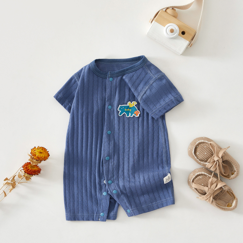 Zīdaiņu kombinezons ar īsām piedurknēm no kokvilnas džakarda auduma, vasara, zīdainis, universāls