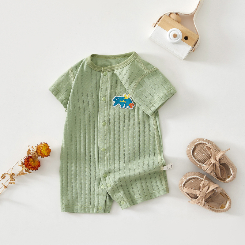 Zīdaiņu kombinezons ar īsām piedurknēm no kokvilnas džakarda auduma, vasara, zīdainis, universāls