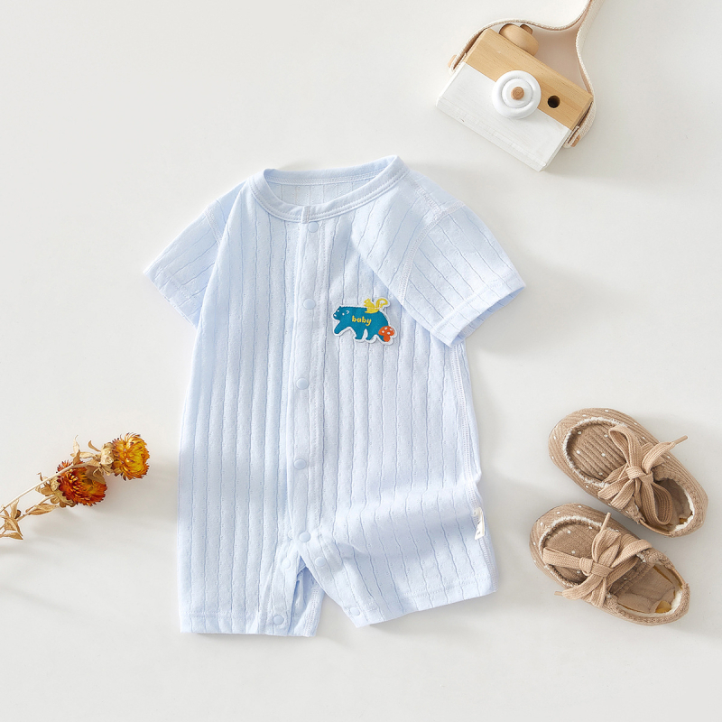 Zīdaiņu kombinezons ar īsām piedurknēm no kokvilnas džakarda auduma, vasara, zīdainis, universāls