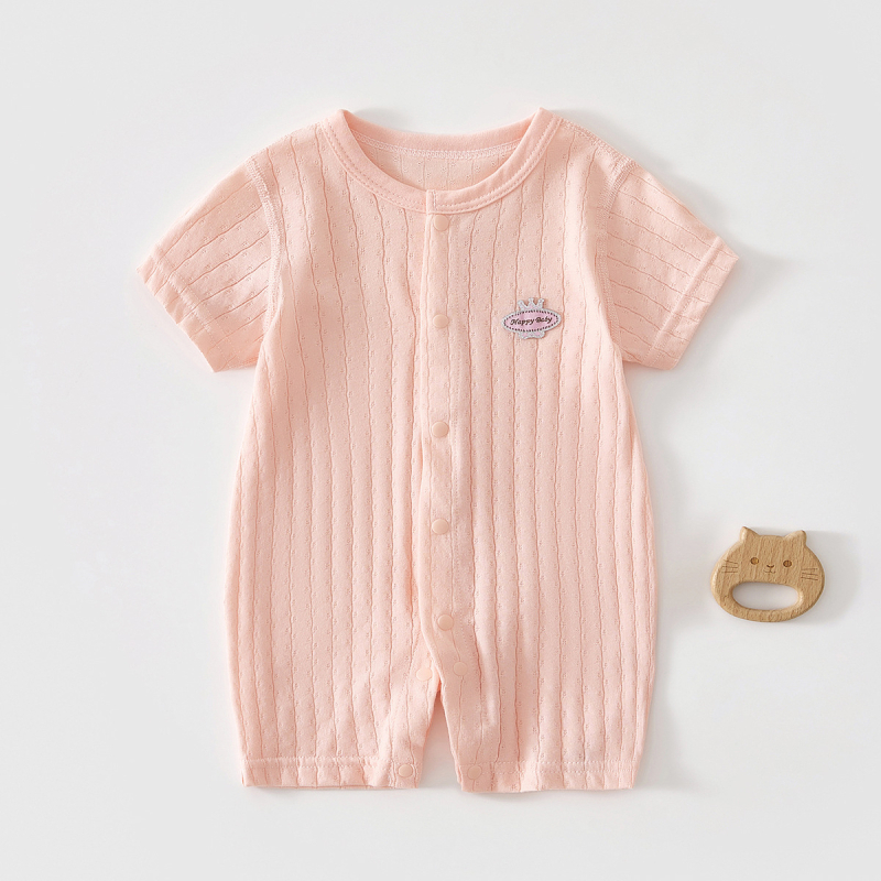 Zīdaiņu kombinezons ar īsām piedurknēm no kokvilnas džakarda auduma, vasara, zīdainis, universāls