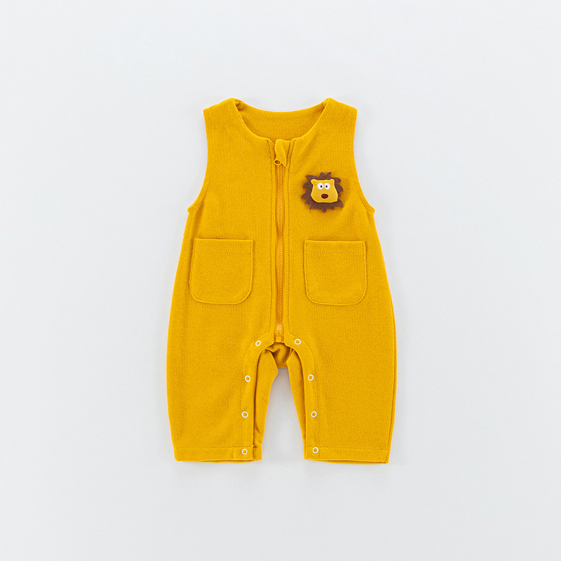 Zīdaiņa bez piedurknēm romper ar siksnām – kokvilnas maisījums, universāls, rāvējslēdzējs, piemērots 0–12 mēnešiem