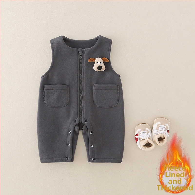 Zīdaiņa bez piedurknēm romper ar siksnām – kokvilnas maisījums, universāls, rāvējslēdzējs, piemērots 0–12 mēnešiem