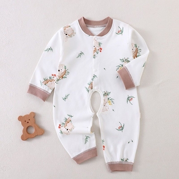 Bērnu viengabala kokvilnas kombinezon, garas piedurknes, priekšā atvērts, universāls, visu gadu