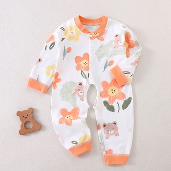 Bērnu viengabala kokvilnas kombinezon, garas piedurknes, priekšā atvērts, universāls, visu gadu