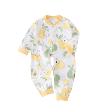 Bērnu viengabala kokvilnas kombinezon, garas piedurknes, priekšā atvērts, universāls, visu gadu