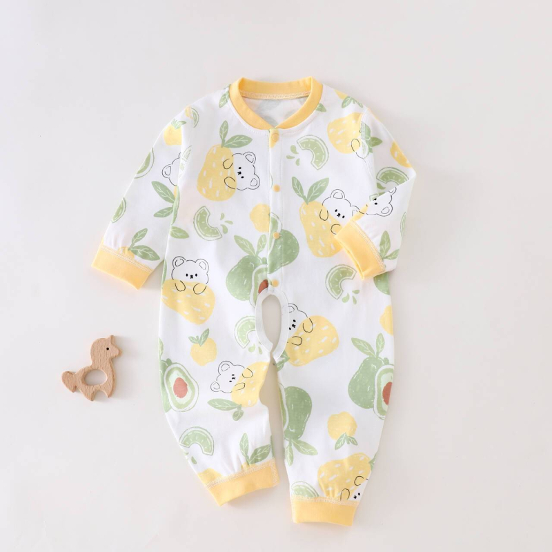 Bērnu viengabala kokvilnas kombinezon, garas piedurknes, priekšā atvērts, universāls, visu gadu