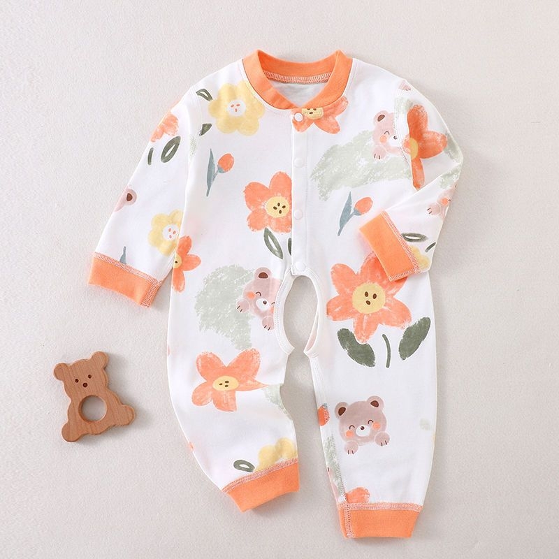 Bērnu viengabala kokvilnas kombinezon, garas piedurknes, priekšā atvērts, universāls, visu gadu