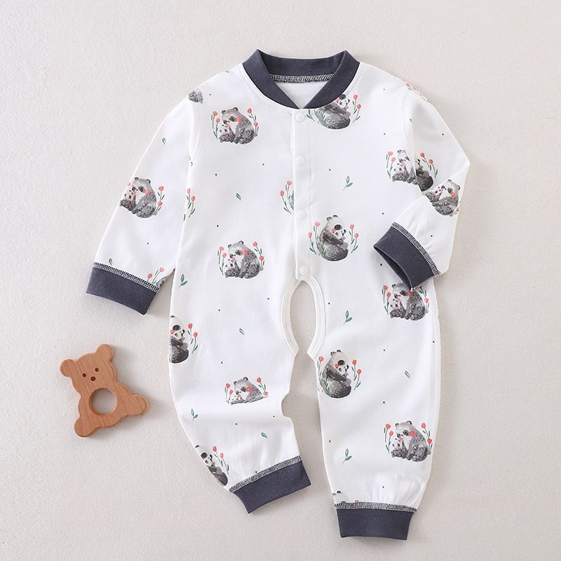 Bērnu viengabala kokvilnas kombinezon, garas piedurknes, priekšā atvērts, universāls, visu gadu