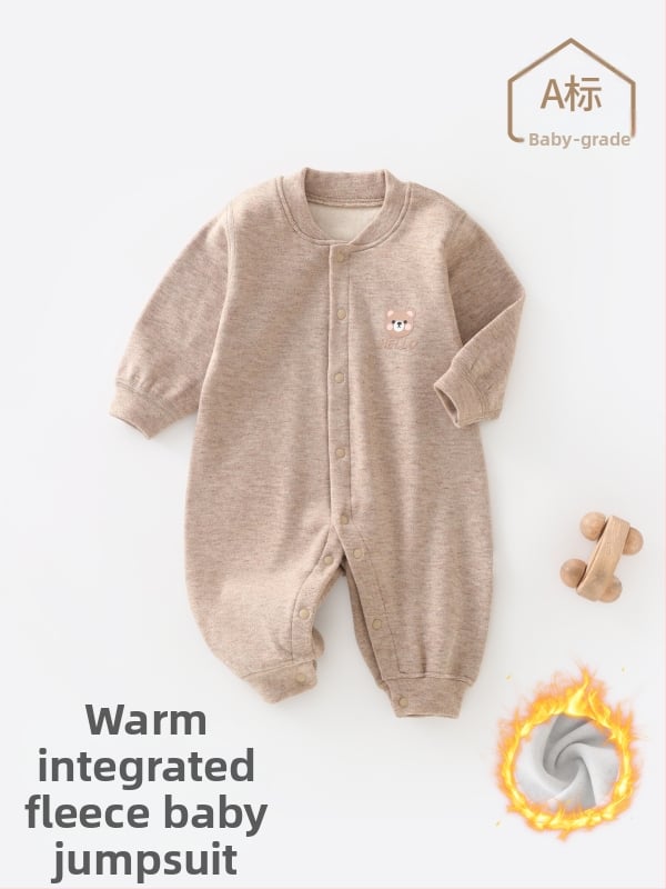 Zīdaiņu kombinezonas ar flīsa oderi un biezu audumu, garas piedurknes, bez kapuces, priekšējā aizdare, zīdaiņiem 0-12 mēneši