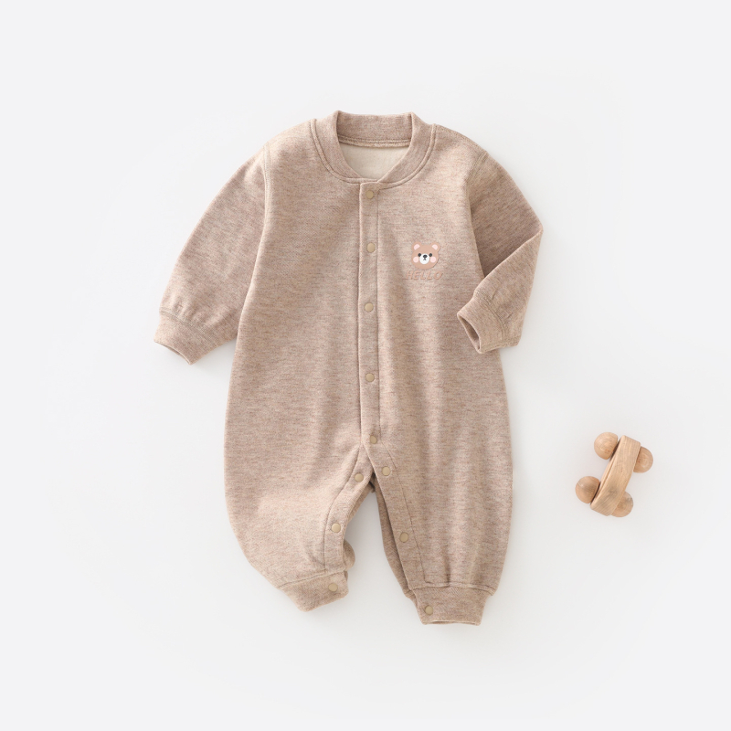 Zīdaiņu kombinezonas ar flīsa oderi un biezu audumu, garas piedurknes, bez kapuces, priekšējā aizdare, zīdaiņiem 0-12 mēneši