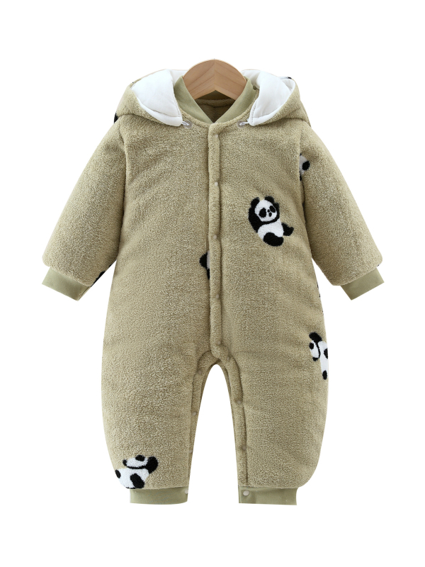 Bērnu kombinezonā ar biezinātu pildījumu, 100% kokvilna, polārfleece audums, piemērots zīdaiņiem no dzimšanas līdz 12 mēnešiem.