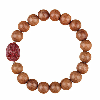 Drvena narukvica s cinnabar perlicama, unisex etničkog stila, ručna izrada, s Buddha perlicama za 12 znamenja zodijaka