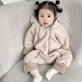 Bērnu flīsa kombinezons ar kapuci, rāvējslēdzējs, garas piedurknes, universāls, vecums 1–3 gadi, 100% poliestera flīss