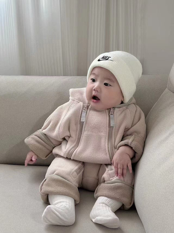 Bērnu flīsa kombinezons ar kapuci, rāvējslēdzējs, garas piedurknes, universāls, vecums 1–3 gadi, 100% poliestera flīss