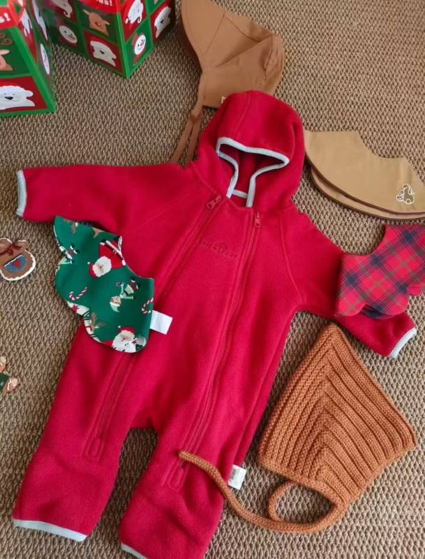 Bērnu flīsa kombinezons ar kapuci, rāvējslēdzējs, garas piedurknes, universāls, vecums 1–3 gadi, 100% poliestera flīss