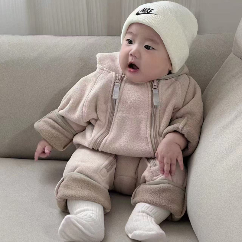 Bērnu flīsa kombinezons ar kapuci, rāvējslēdzējs, garas piedurknes, universāls, vecums 1–3 gadi, 100% poliestera flīss