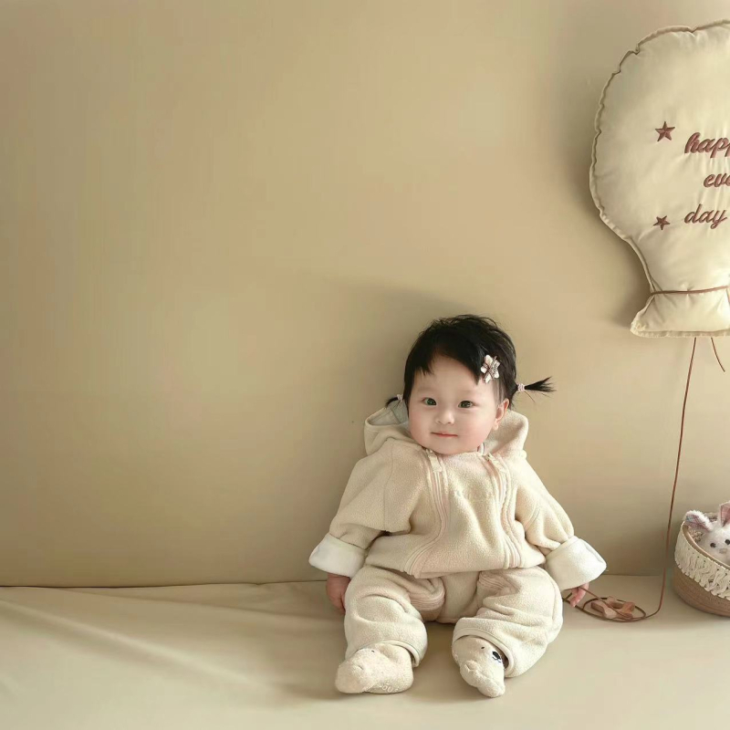 Bērnu flīsa kombinezons ar kapuci, rāvējslēdzējs, garas piedurknes, universāls, vecums 1–3 gadi, 100% poliestera flīss