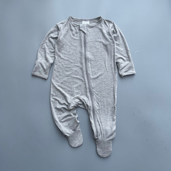 Zīdaiņu rāvējslēdzēja romper ar kāju pārklājumu, garas piedurknes, universāls, bambusa šķiedras 70% / kokvilna 25% / elastāns 5%