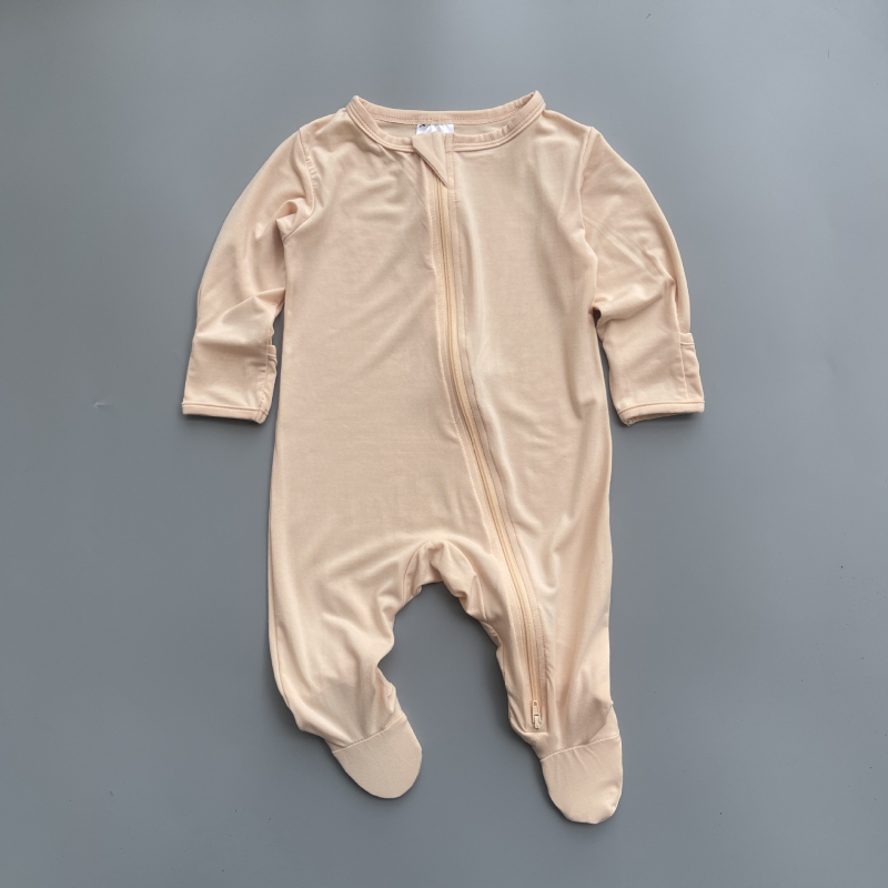 Zīdaiņu rāvējslēdzēja romper ar kāju pārklājumu, garas piedurknes, universāls, bambusa šķiedras 70% / kokvilna 25% / elastāns 5%