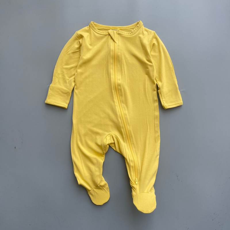 Zīdaiņu rāvējslēdzēja romper ar kāju pārklājumu, garas piedurknes, universāls, bambusa šķiedras 70% / kokvilna 25% / elastāns 5%