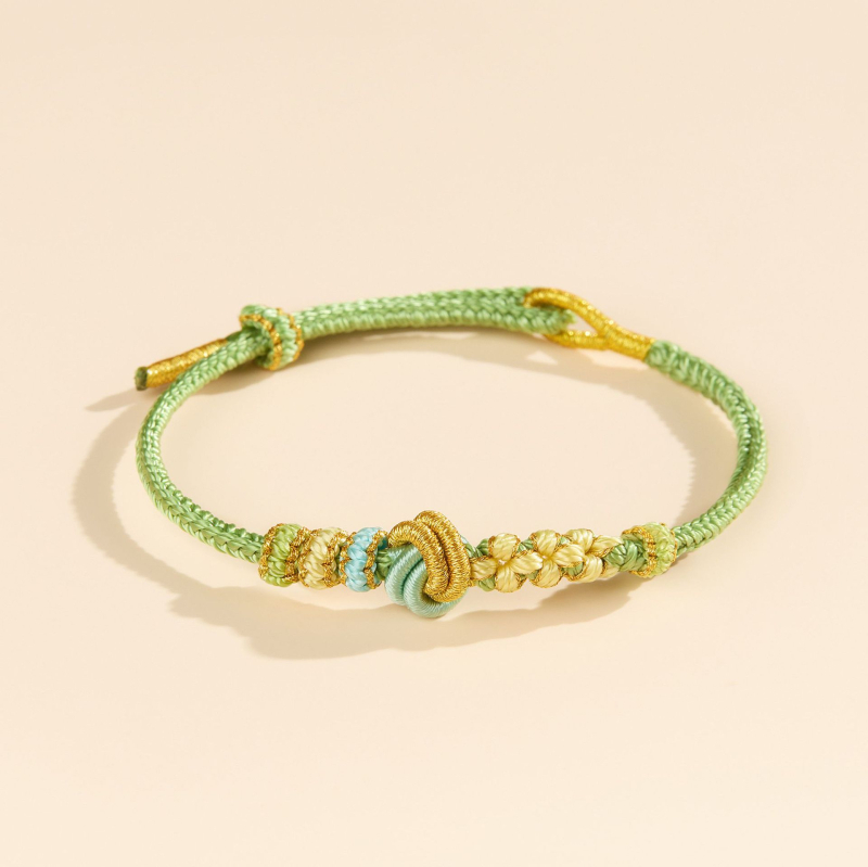 Narukvica s perlama, dimple čvor, poluproizvod, ručno pleteni osmerostrani užet, etnički stil, unisex (Proljeće 2025)