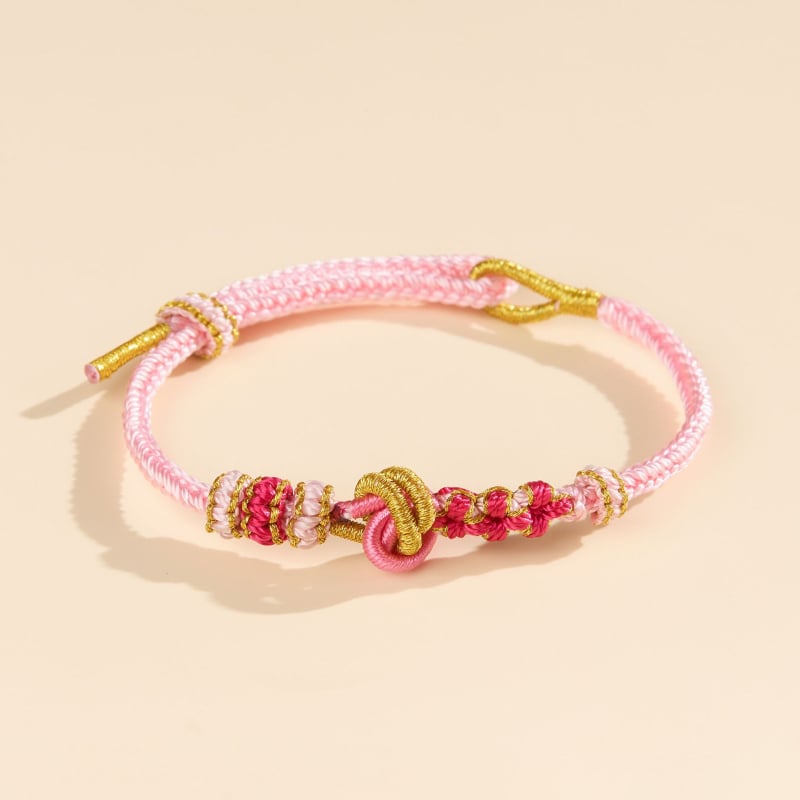 Narukvica s perlama, dimple čvor, poluproizvod, ručno pleteni osmerostrani užet, etnički stil, unisex (Proljeće 2025)