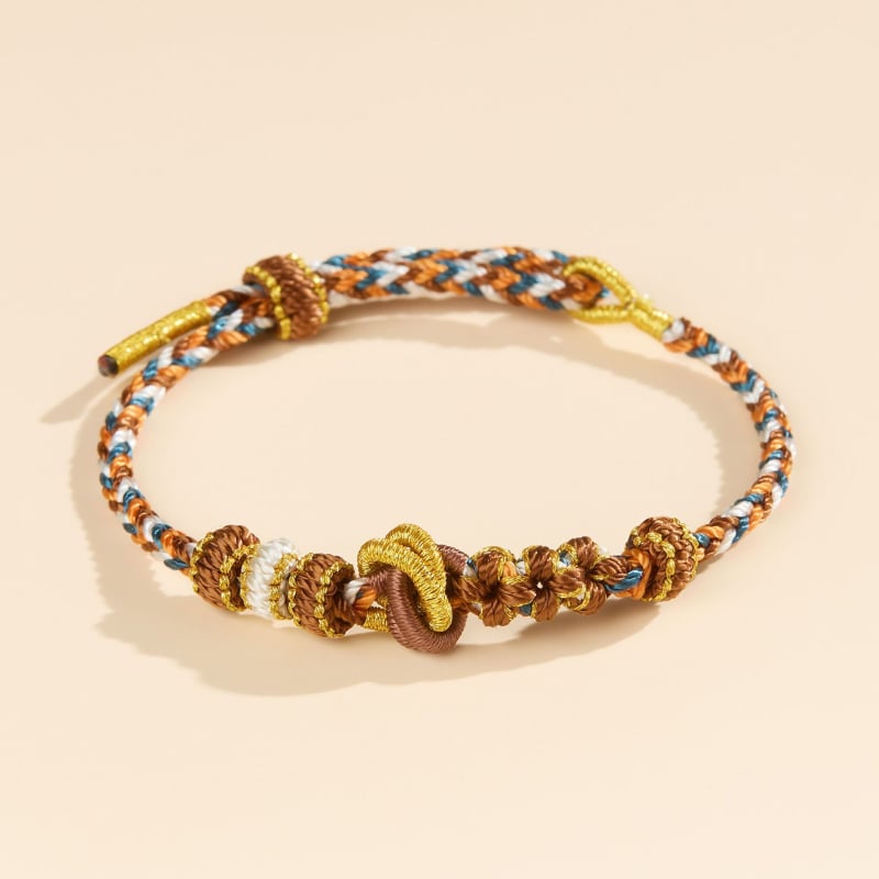 Narukvica s perlama, dimple čvor, poluproizvod, ručno pleteni osmerostrani užet, etnički stil, unisex (Proljeće 2025)