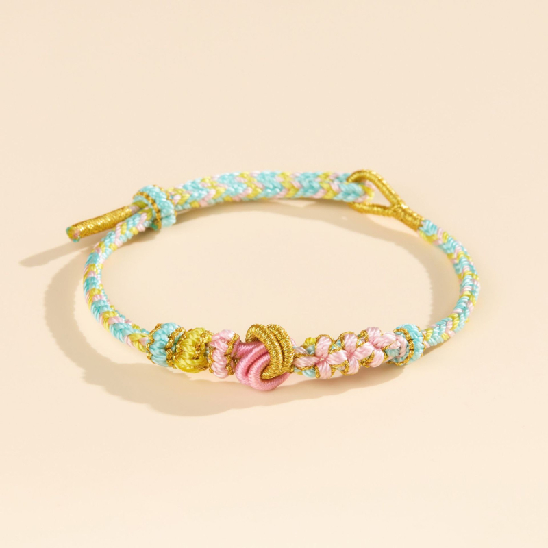 Narukvica s perlama, dimple čvor, poluproizvod, ručno pleteni osmerostrani užet, etnički stil, unisex (Proljeće 2025)