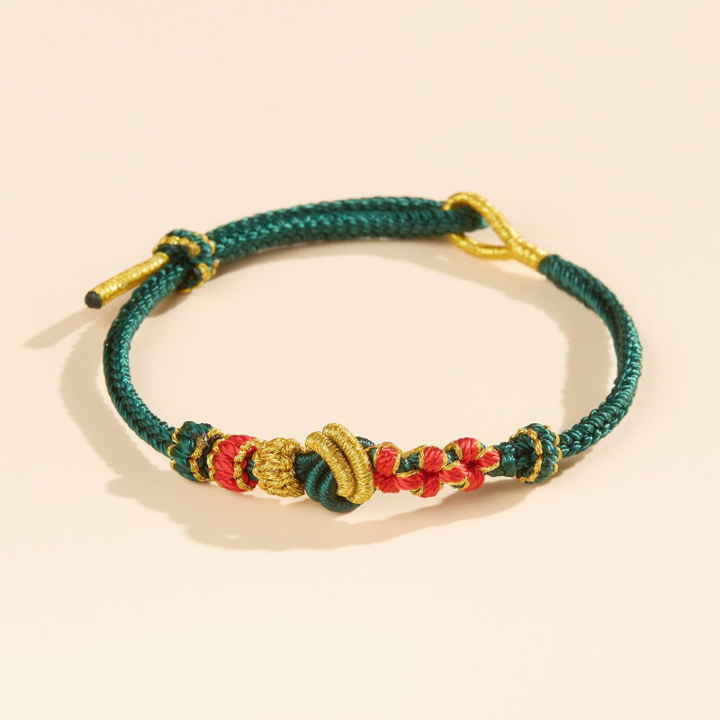 Narukvica s perlama, dimple čvor, poluproizvod, ručno pleteni osmerostrani užet, etnički stil, unisex (Proljeće 2025)