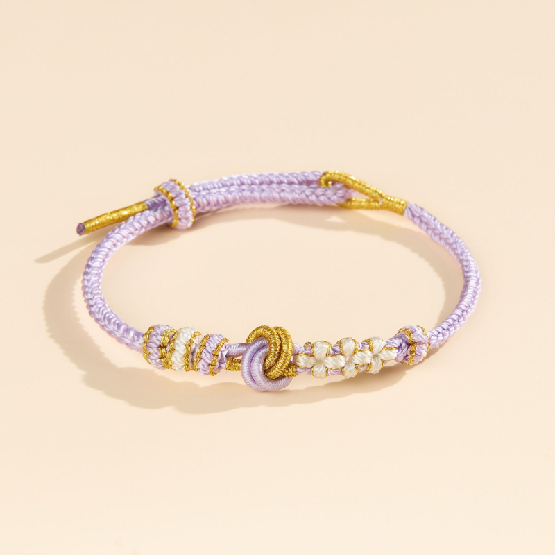 Narukvica s perlama, dimple čvor, poluproizvod, ručno pleteni osmerostrani užet, etnički stil, unisex (Proljeće 2025)