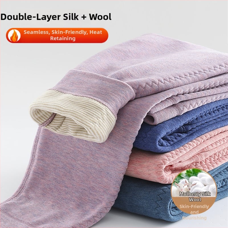 Bērnu divslāņu siltas adītiem bikses, augsta josta, rudens–ziemas sezona, 8+ gadi, akrila šķiedras adījums