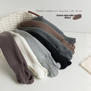 Bērnu kokvilnas legingi ar fleece iekšpusi rudens–ziemas sezonai, ar atvērtu starpsienu zonā starp kājām, 3–8 gadi